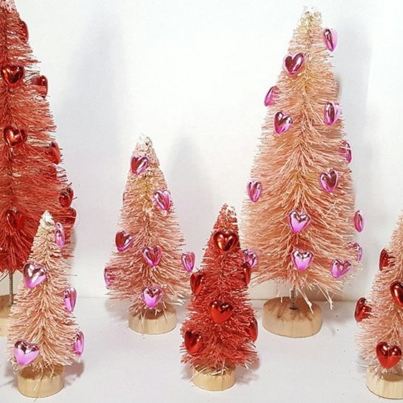 6pc VALENTINE'S DAY Decor Gift Red & Pink With Pink Red Metallic Hearts - Picture 3 of 3